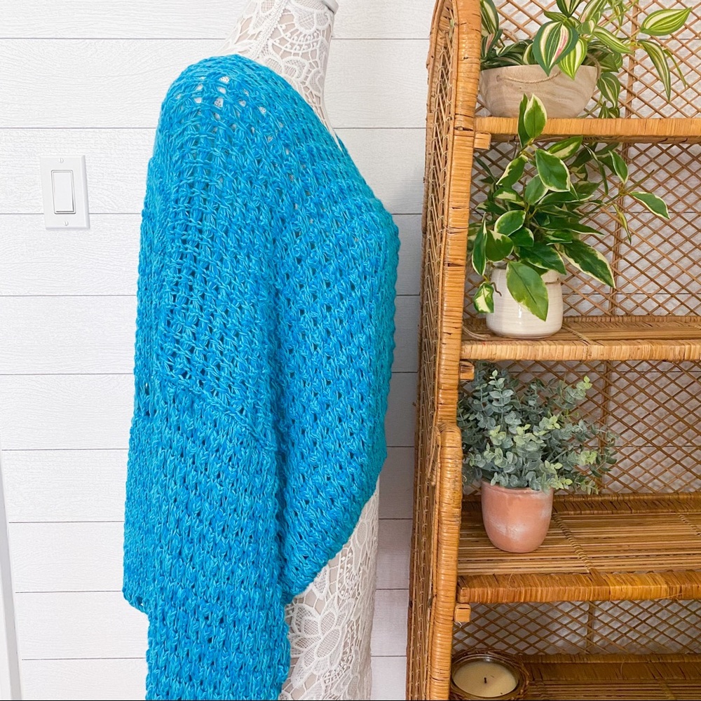 NWT Free People Coconut Loose Weave Sweater Teal - Picture 7 of 12